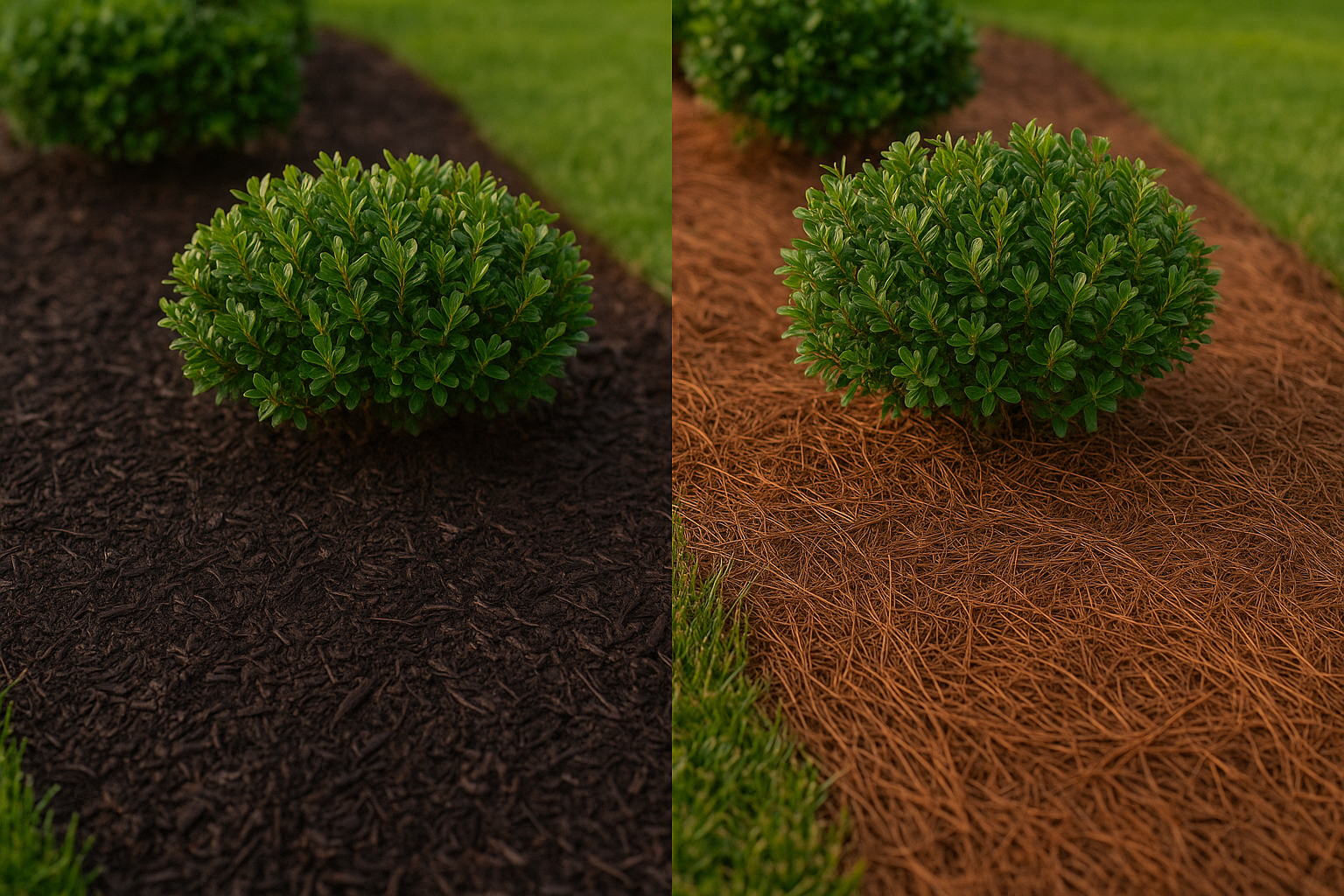 Mulch and landscaping bed comparison in Greenville SC