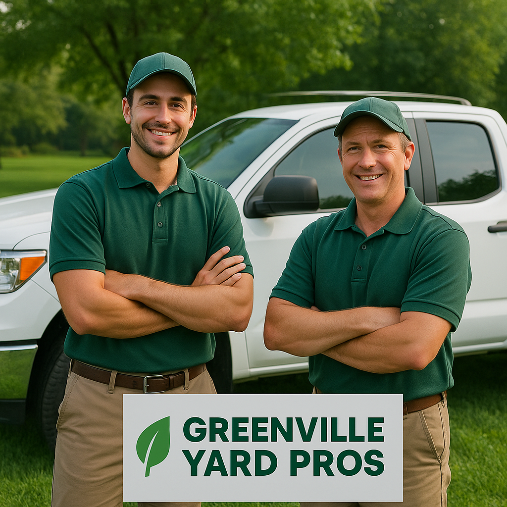 Greenville Yard Pros landscaping team with service truck